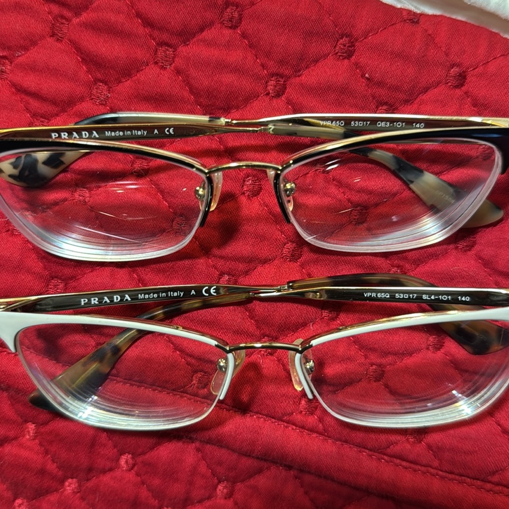 Prada Women's Black and Gold Frame Prescription Eyeglasses